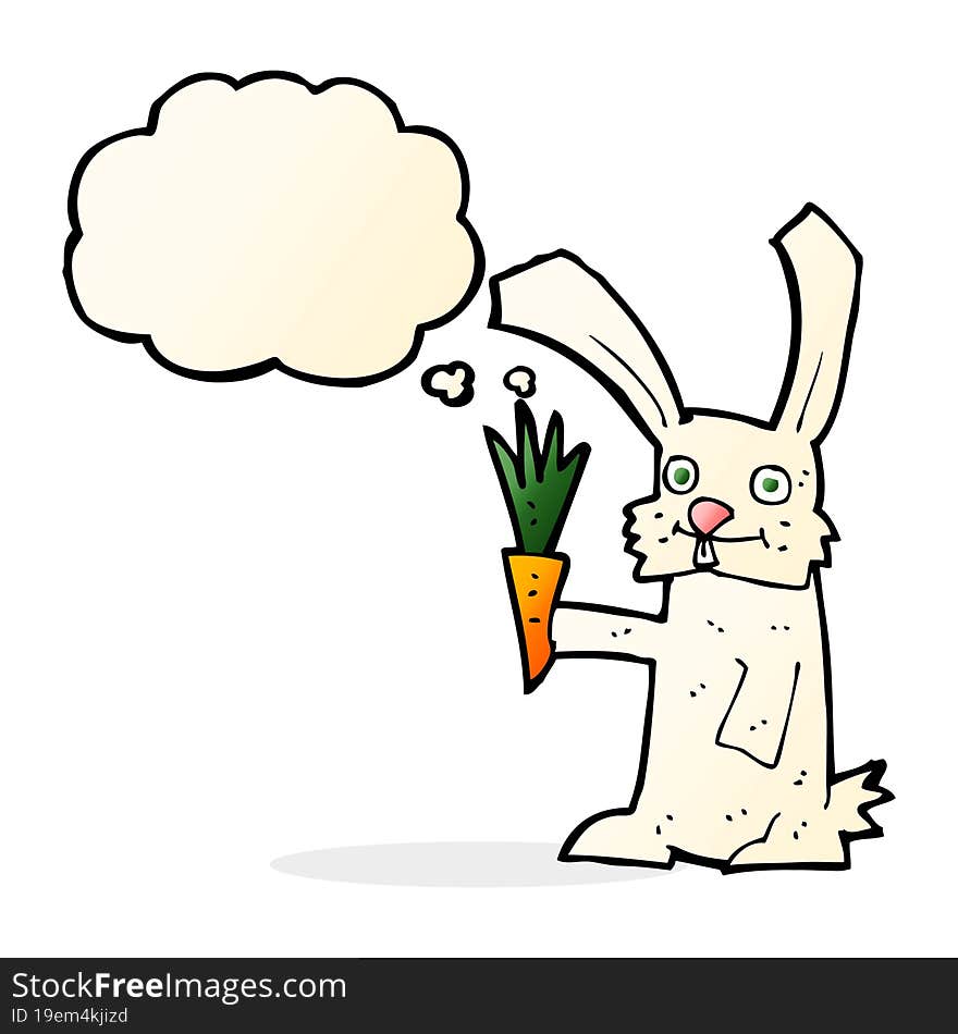 Cartoon Rabbit With Carrot With Thought Bubble