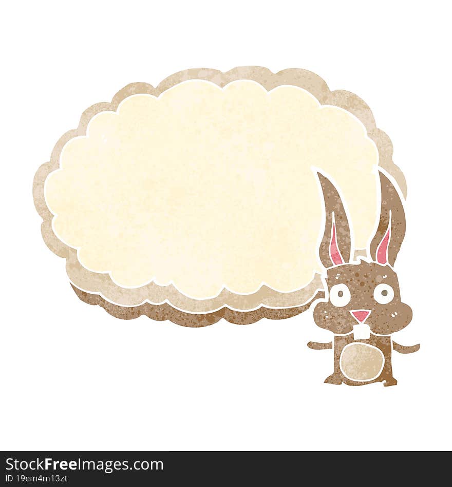 cartoon rabbit with text space cloud