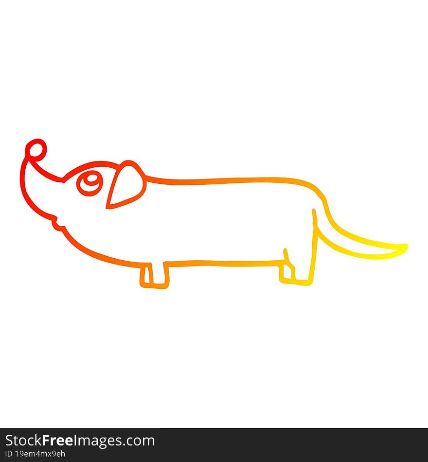 warm gradient line drawing cartoon dachshund