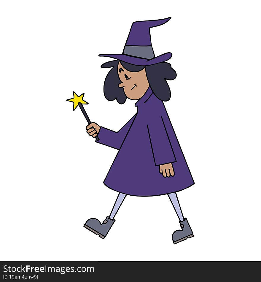 quirky hand drawn cartoon witch