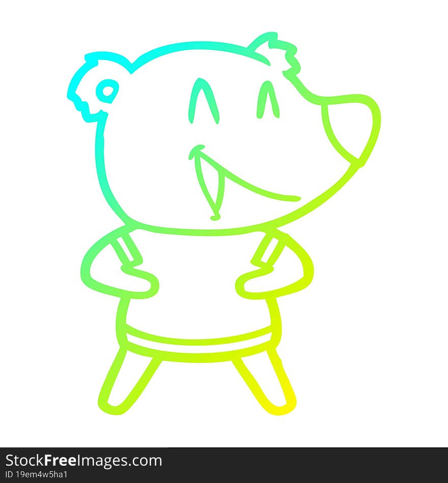 cold gradient line drawing laughing bear cartoon