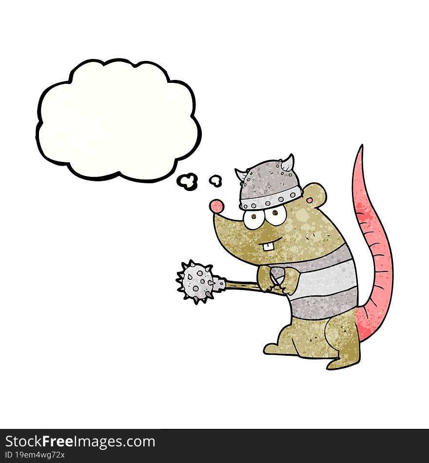 freehand drawn thought bubble textured cartoon rat warrior