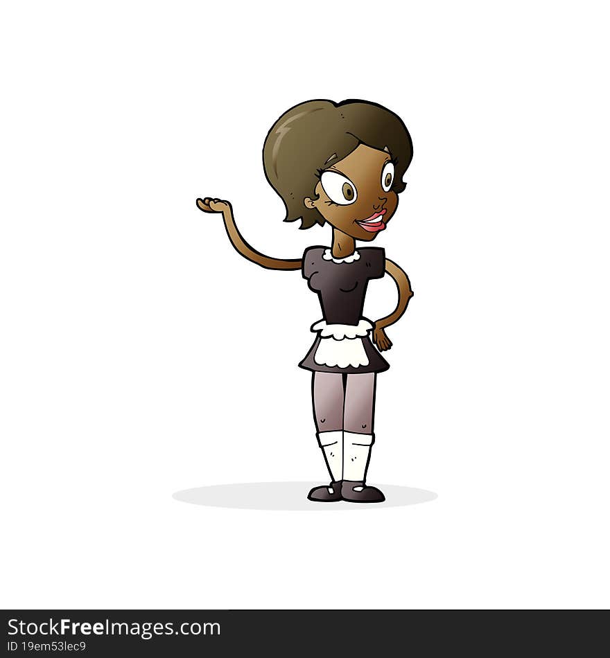 Cartoon Woman In Maid Costume