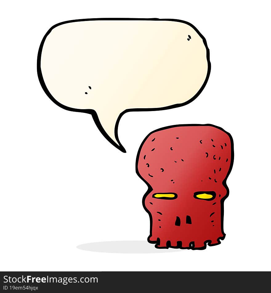 cartoon spooky skull with speech bubble