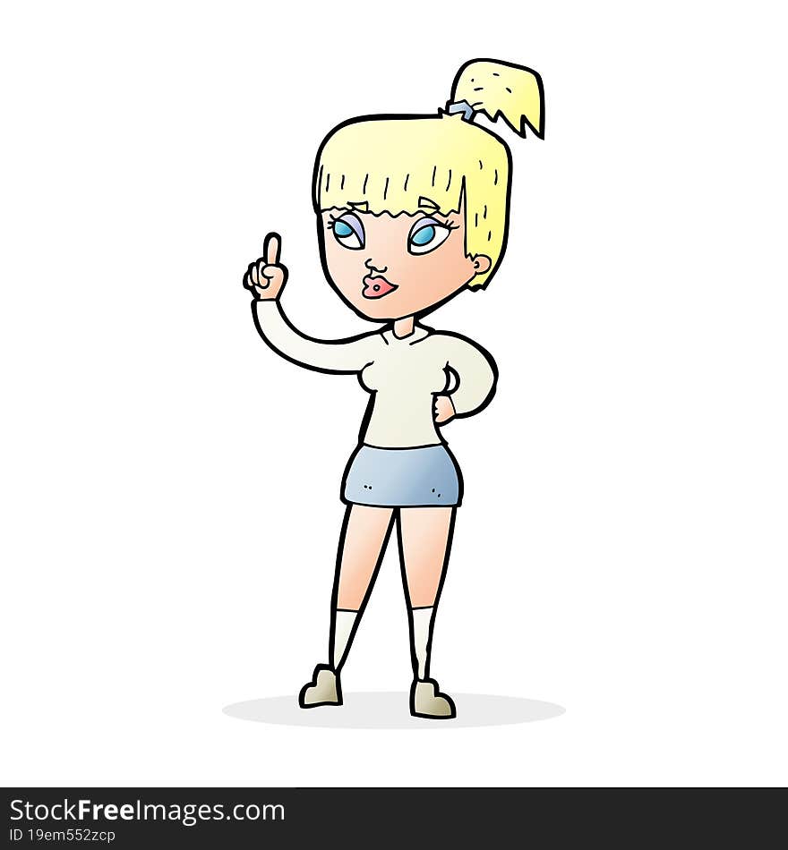 Cartoon Attractive Girl With Idea