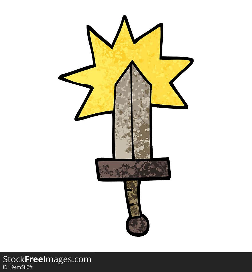 grunge textured illustration cartoon sword