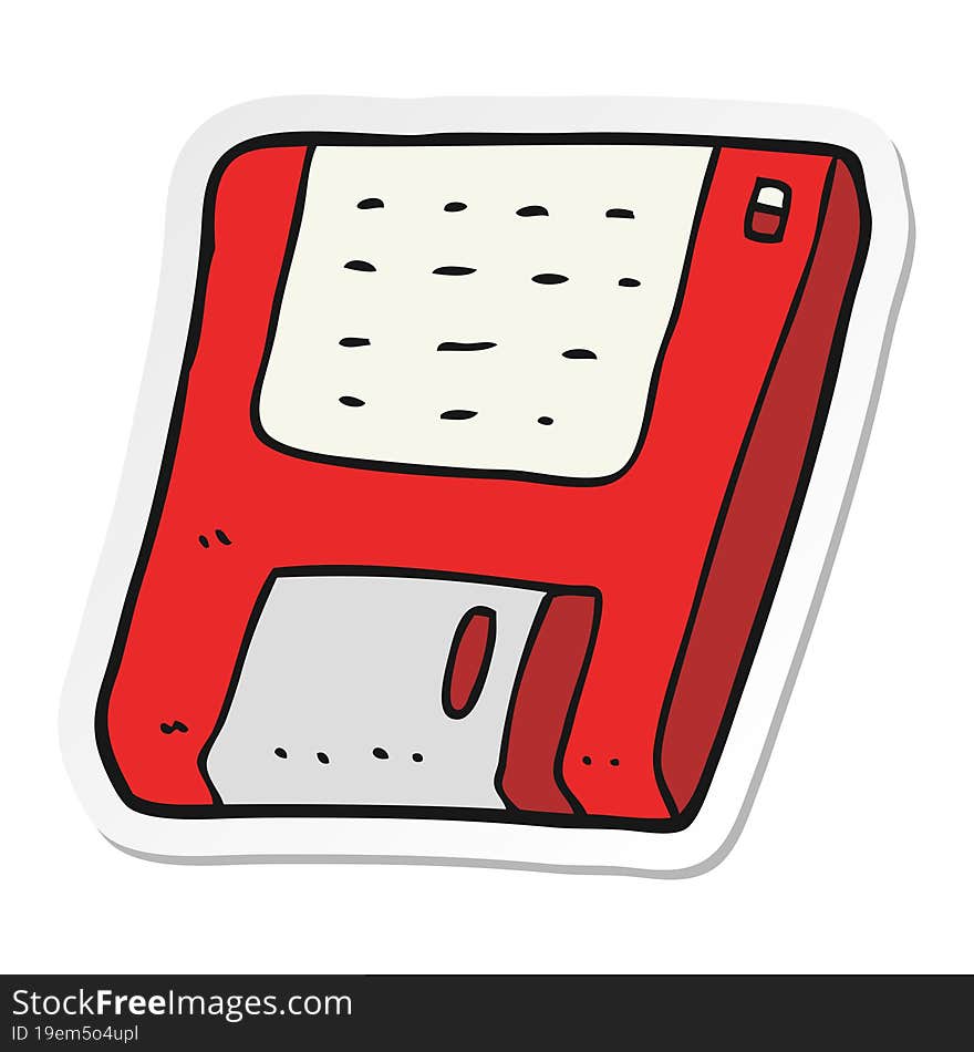 sticker of a cartoon old computer disk