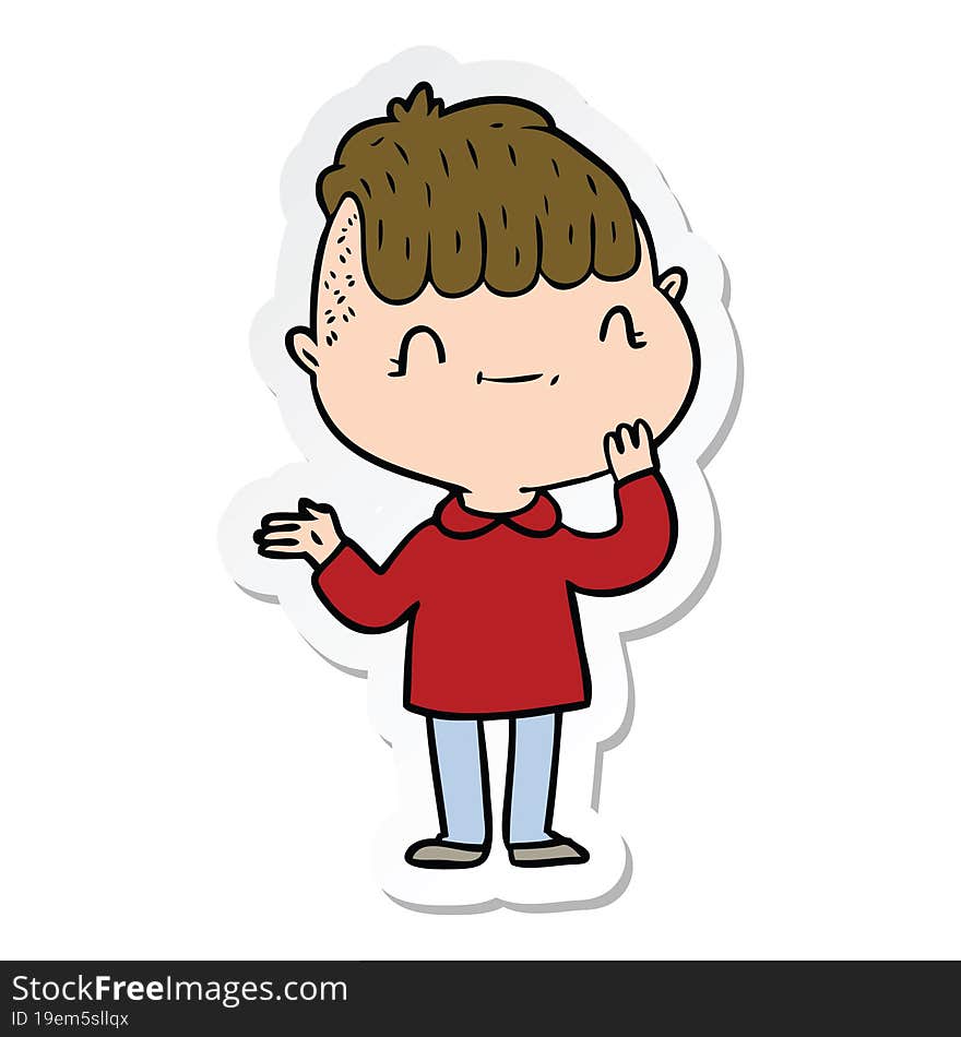 sticker of a cartoon friendly boy