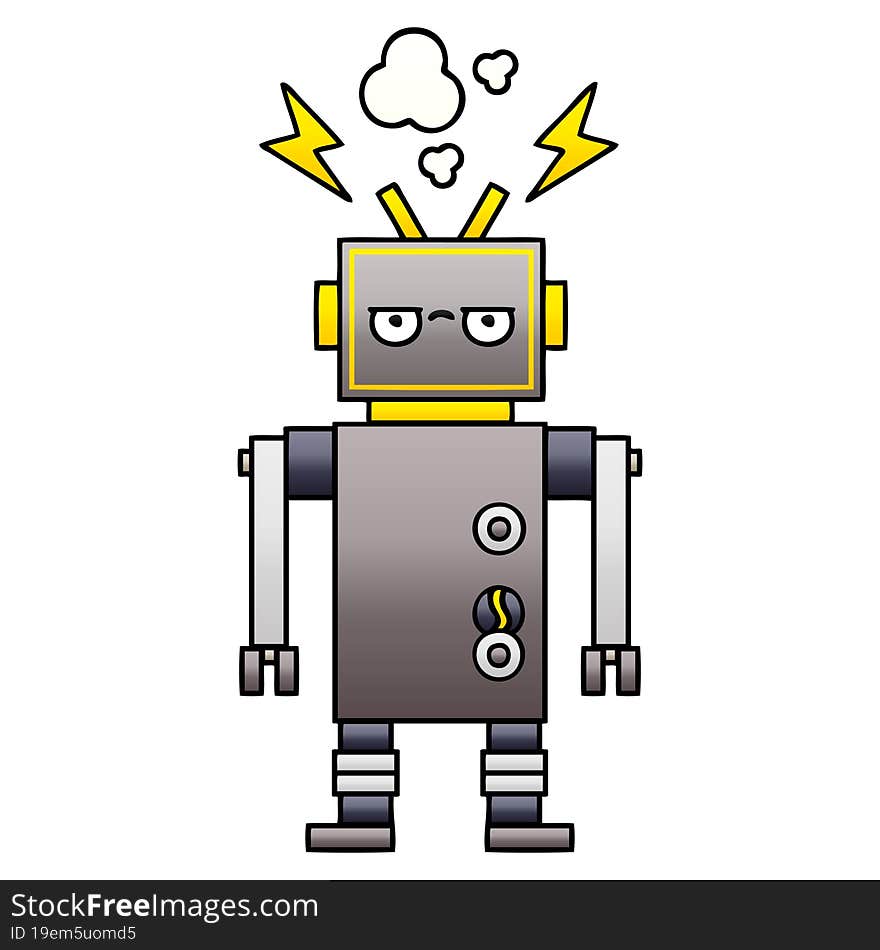 gradient shaded cartoon malfunctioning robot