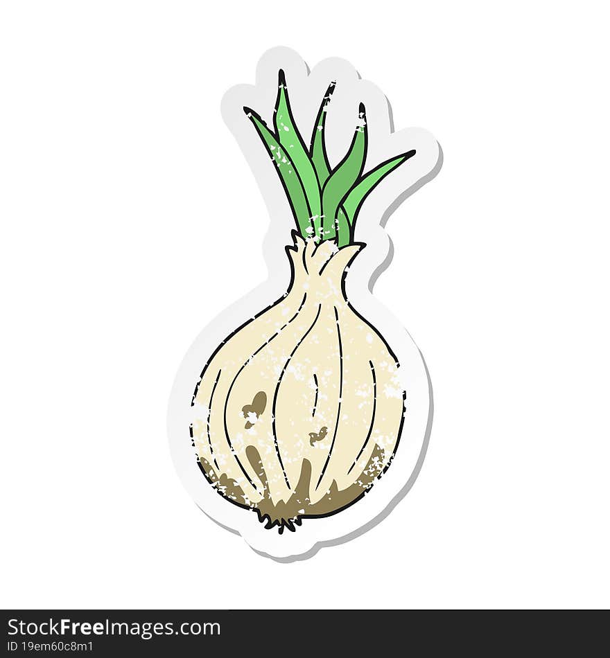 retro distressed sticker of a cartoon onion