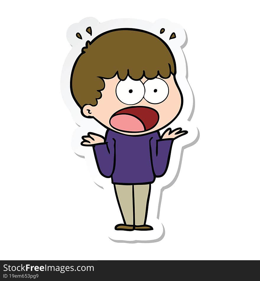 sticker of a cartoon shocked man