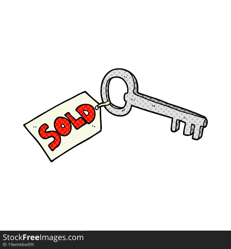 freehand drawn cartoon new house key