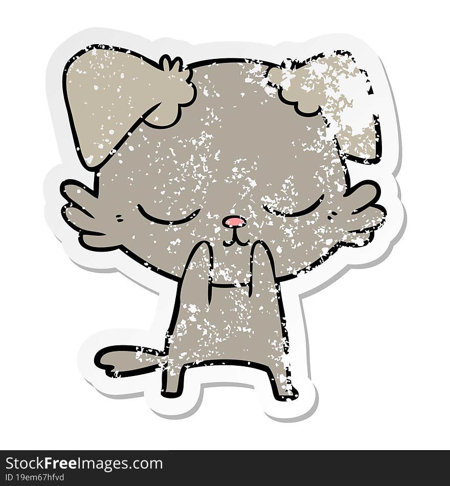 Distressed Sticker Of A Cute Cartoon Dog