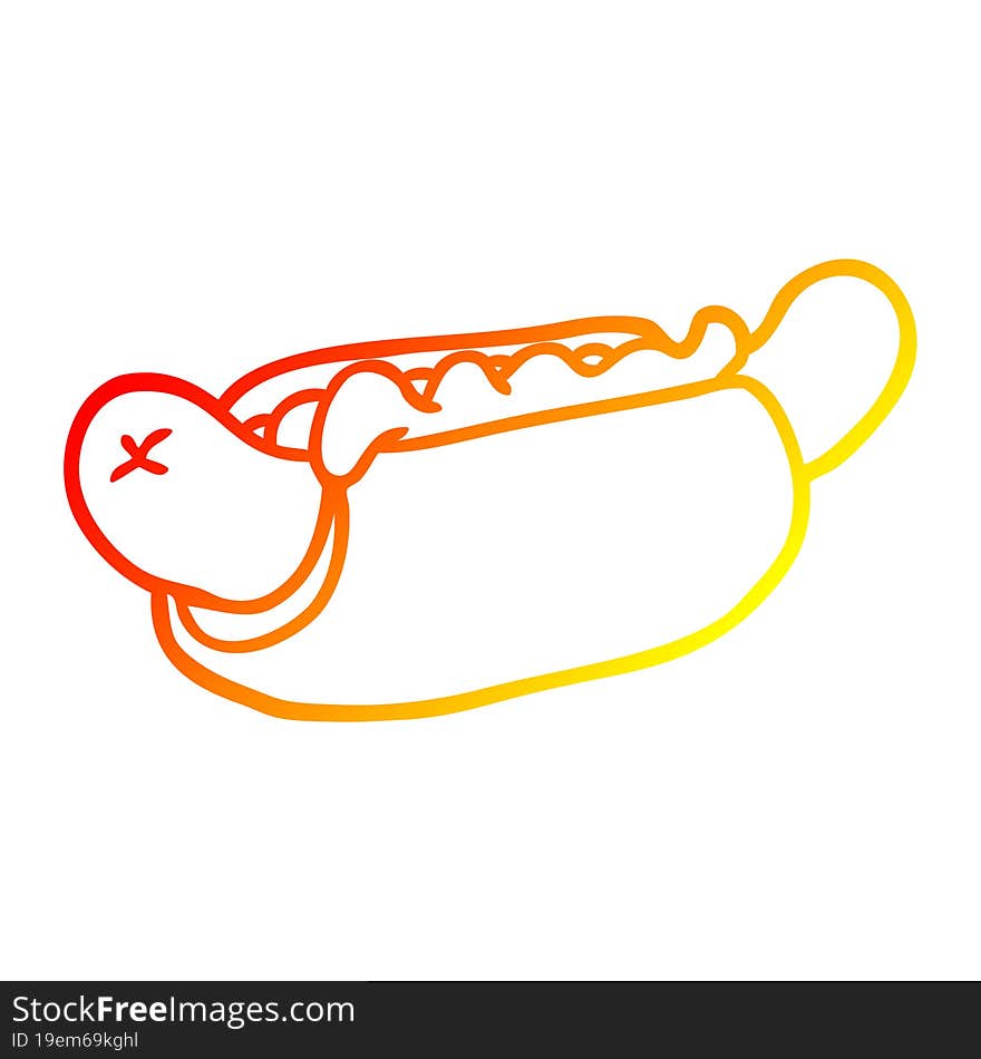 warm gradient line drawing fresh tasty hot dog