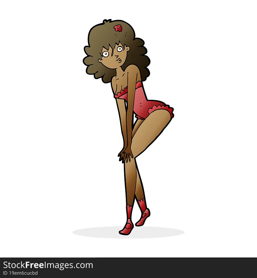 cartoon woman in lingerie