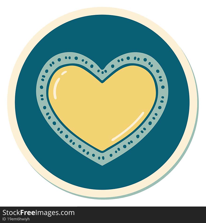 sticker of tattoo in traditional style of a heart. sticker of tattoo in traditional style of a heart