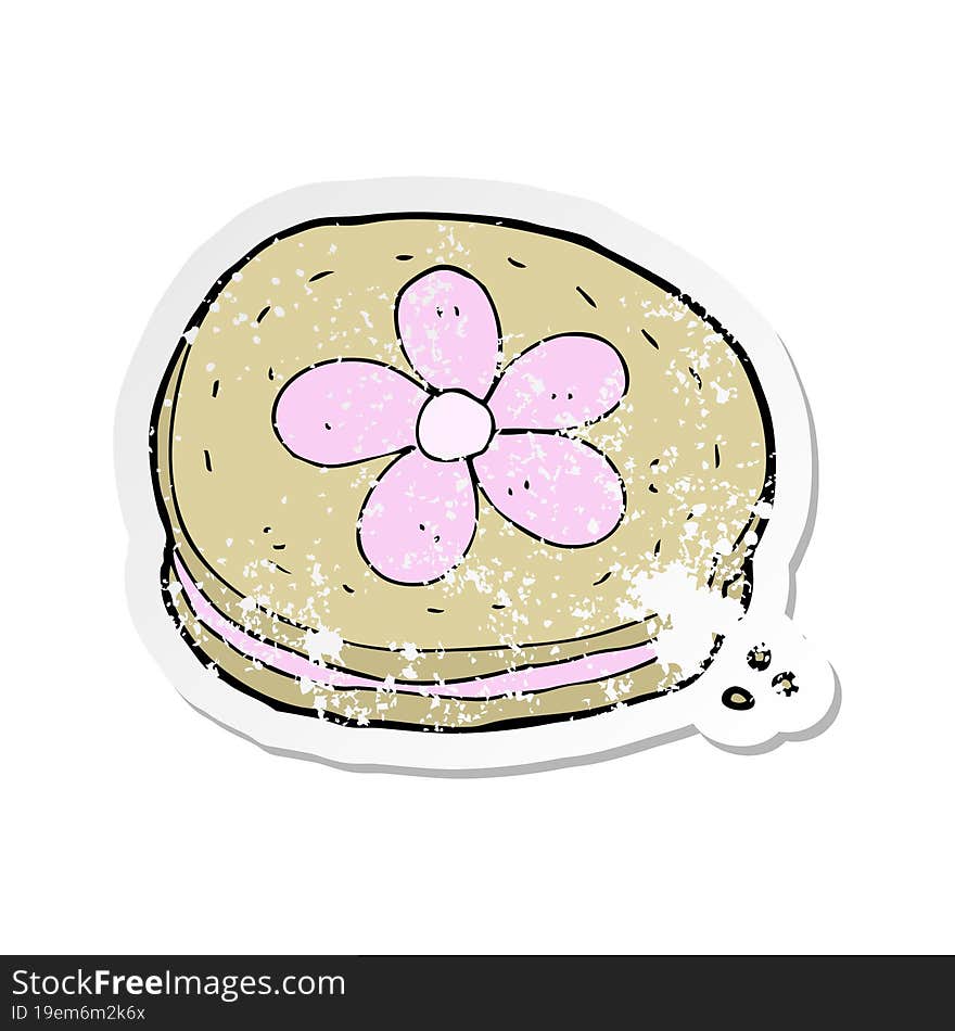 retro distressed sticker of a cartoon biscuit