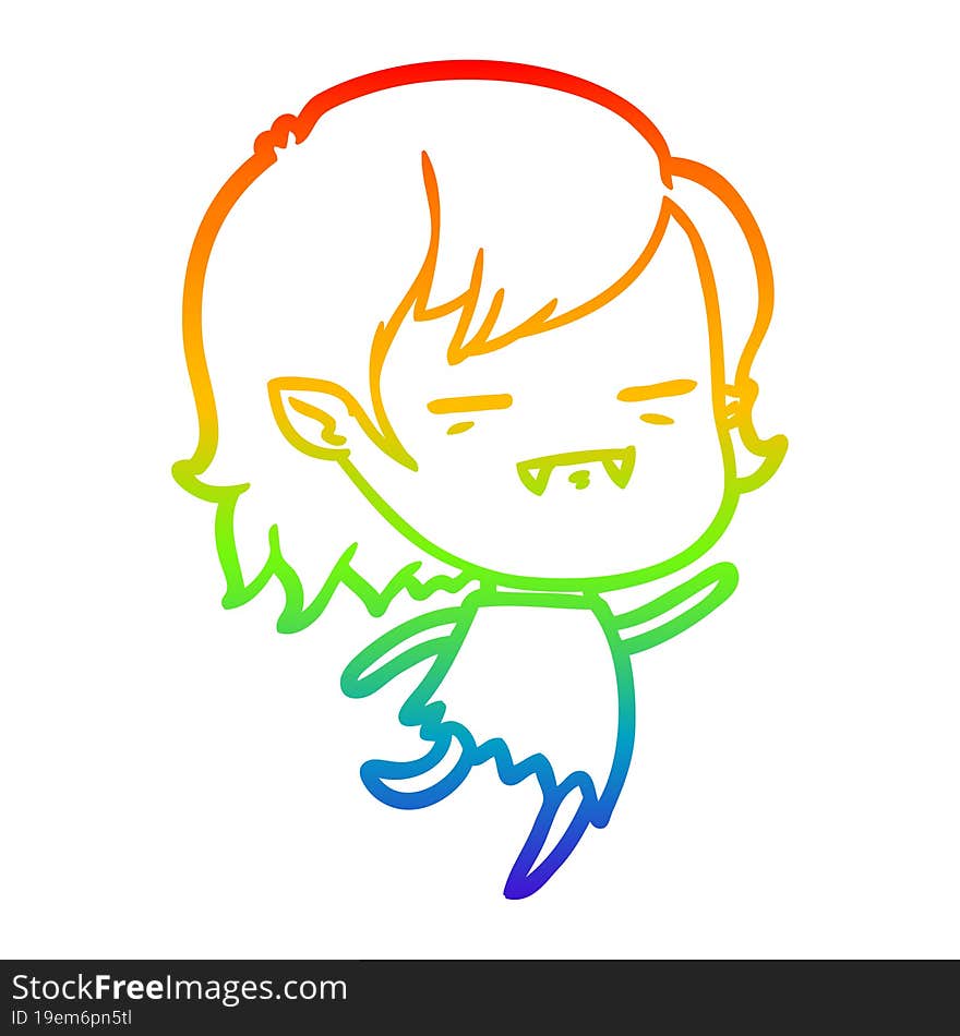 rainbow gradient line drawing cartoon undead vampire girl