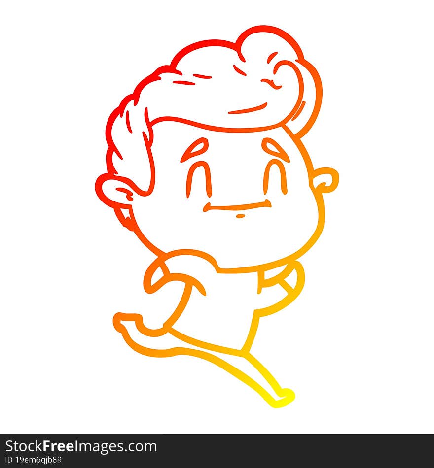 warm gradient line drawing running cartoon man