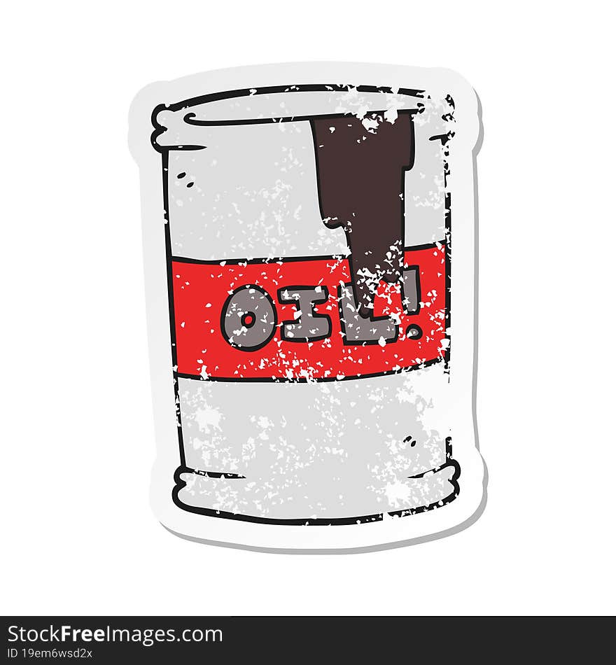 Retro Distressed Sticker Of A Cartoon Oil Drum