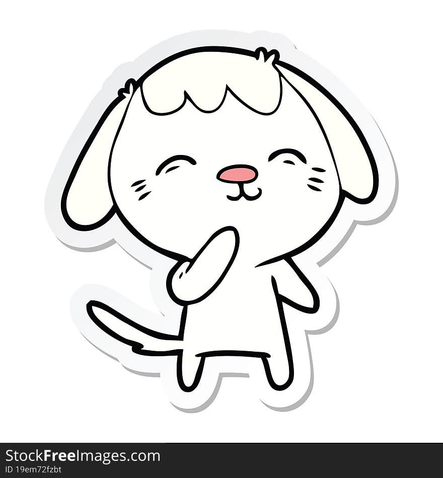 Sticker Of A Happy Cartoon Dog