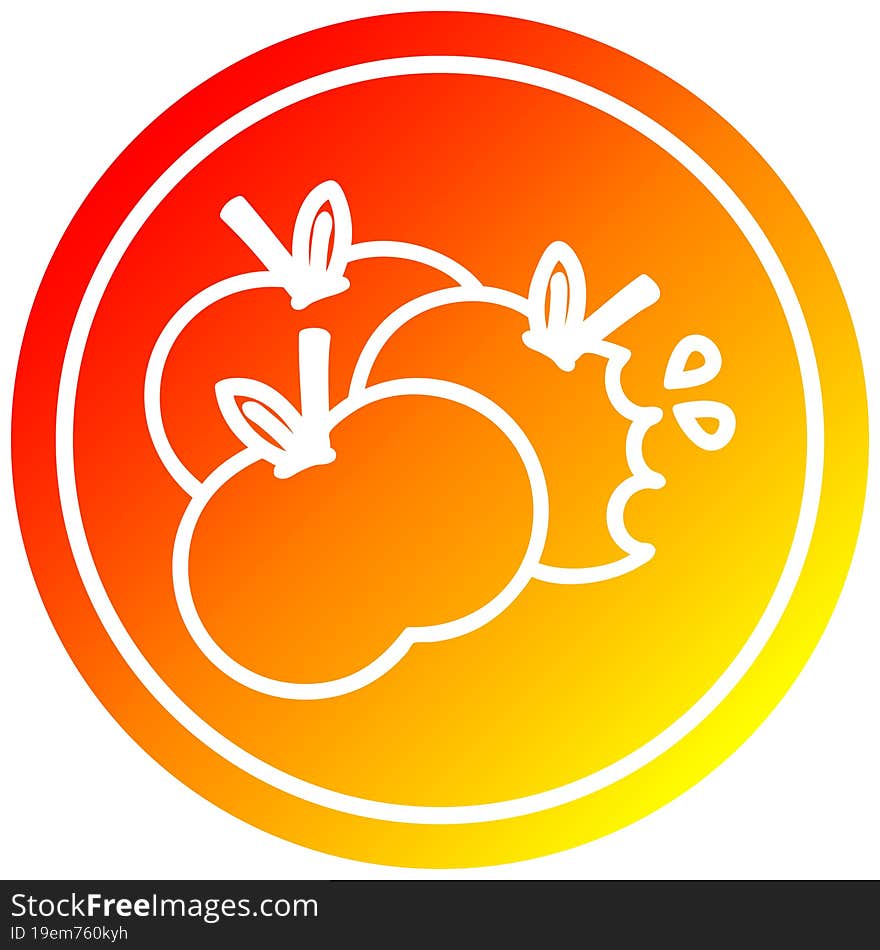 juicy apples circular in hot gradient spectrum