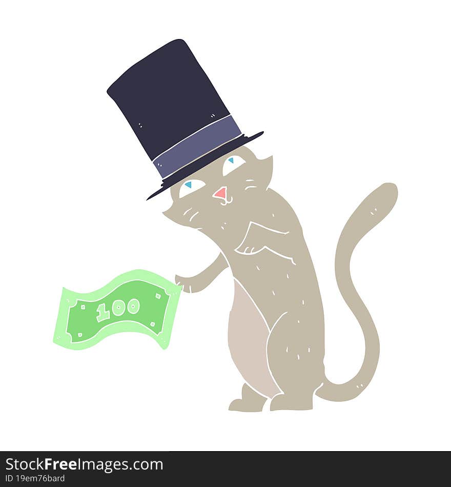 flat color illustration of a cartoon rich cat