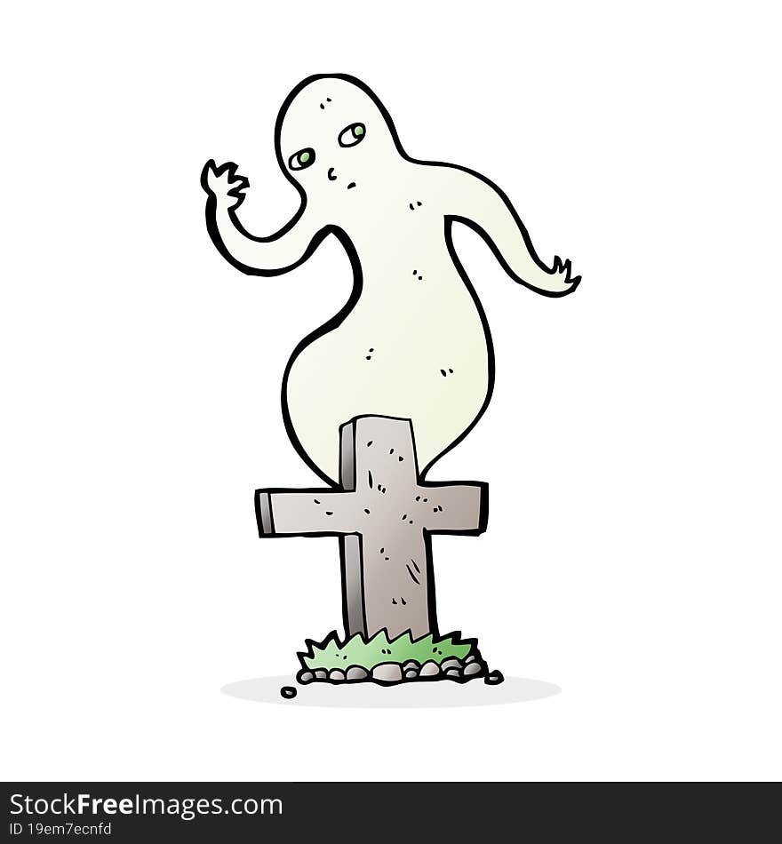 Cartoon Ghost Rising From Grave