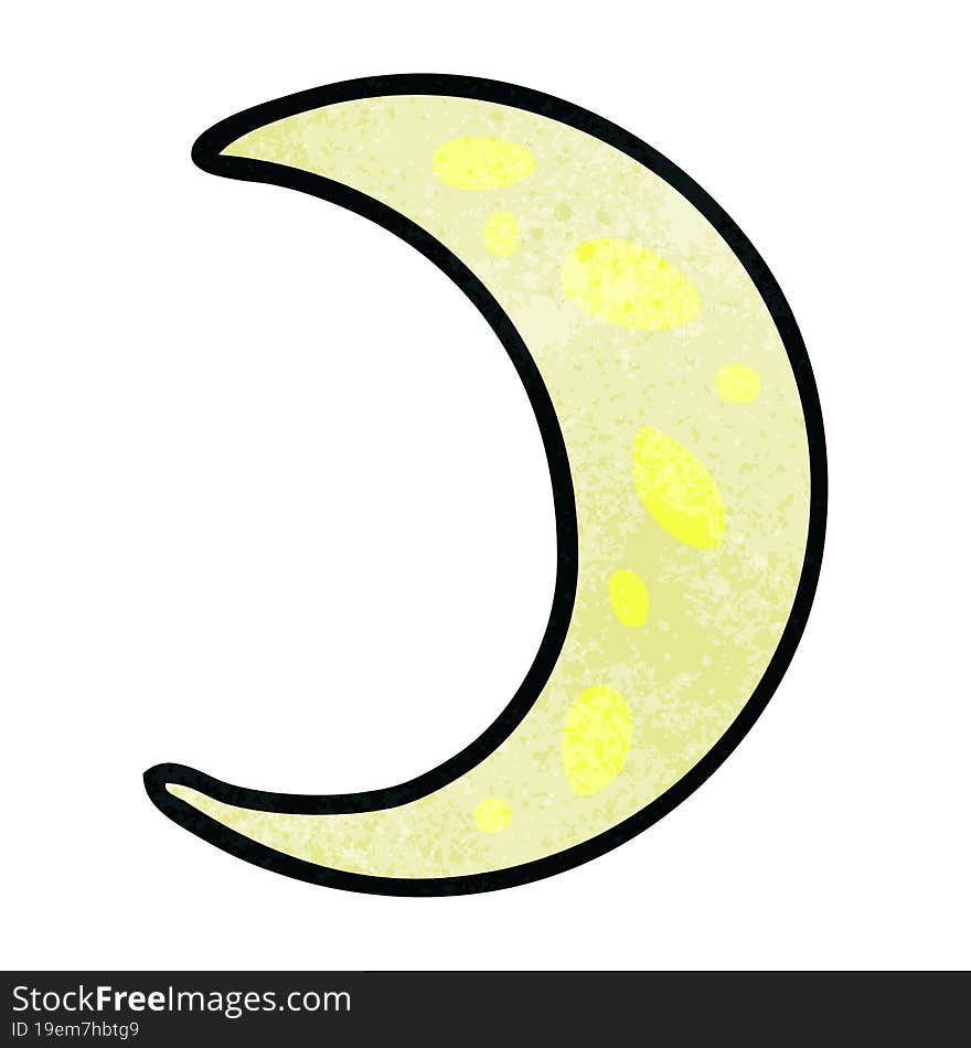 Textured Cartoon Doodle Of A Crescent Moon