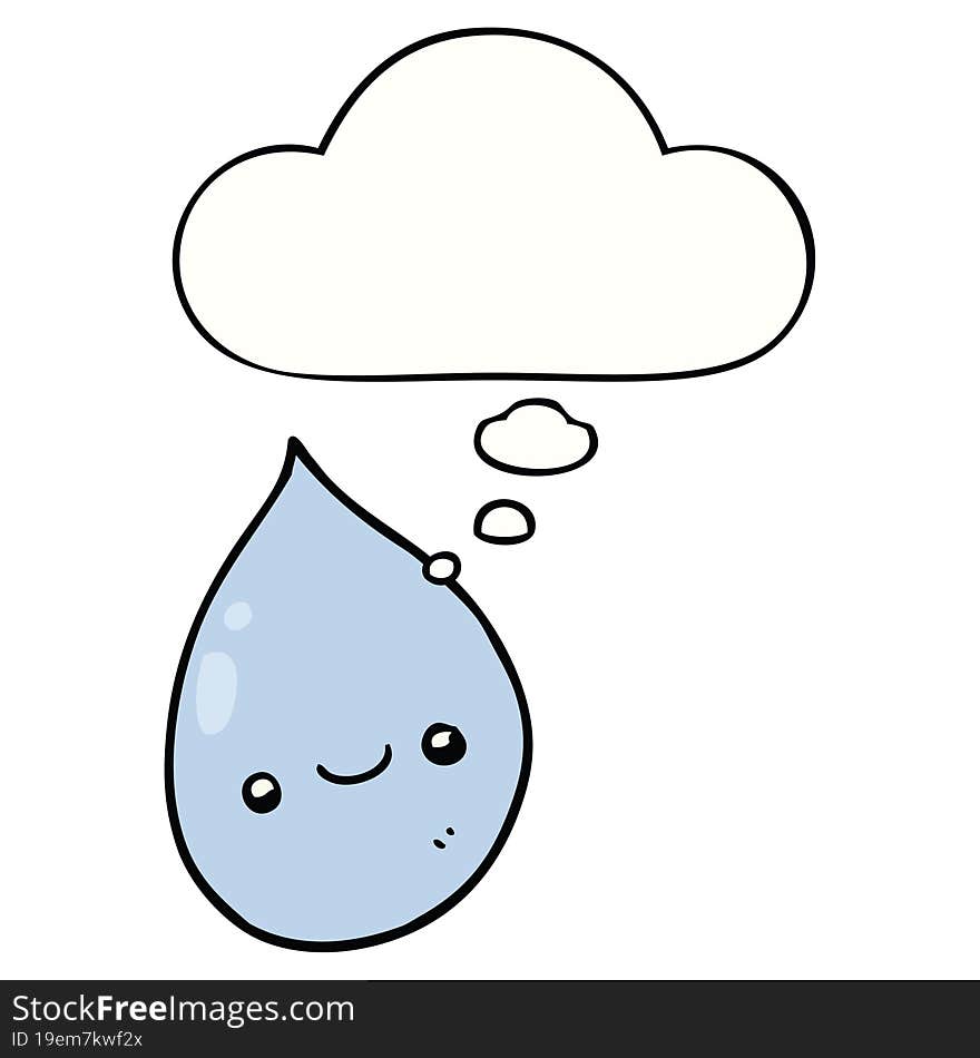 cartoon raindrop and thought bubble