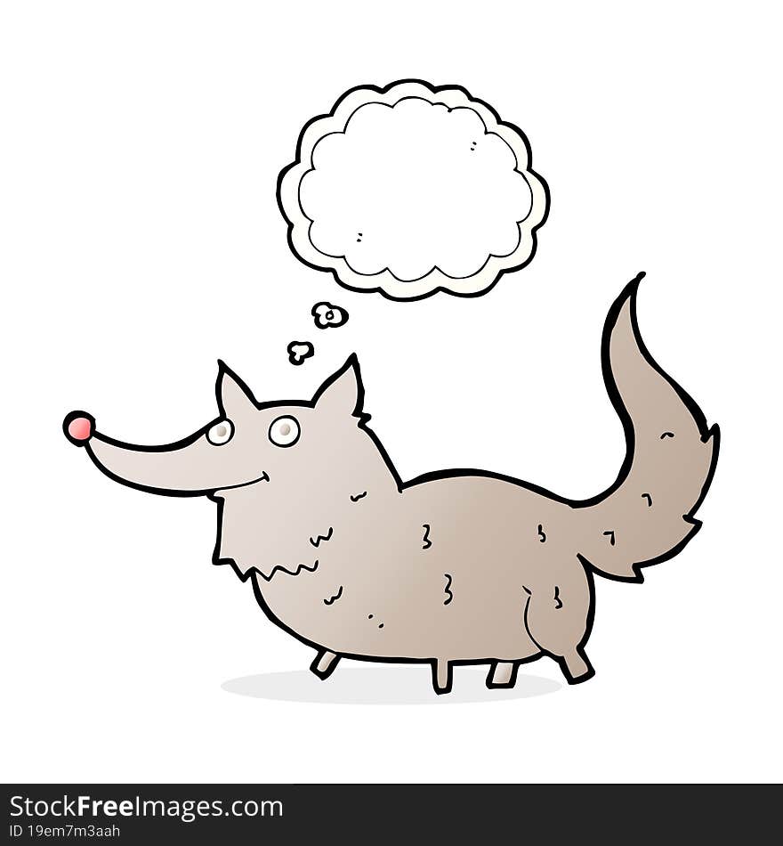 cartoon little wolf with thought bubble