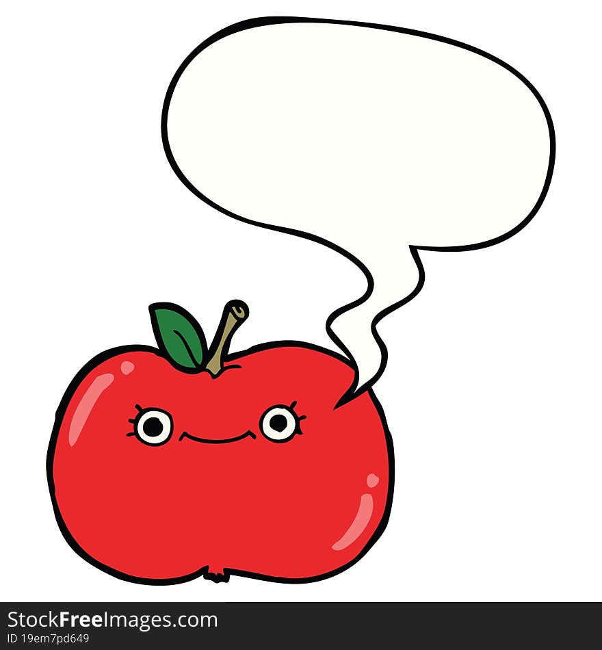 cute cartoon apple and speech bubble