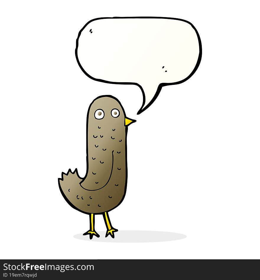 Funny Cartoon Bird With Speech Bubble