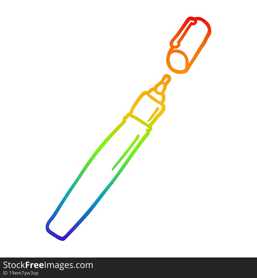 rainbow gradient line drawing cartoon pen