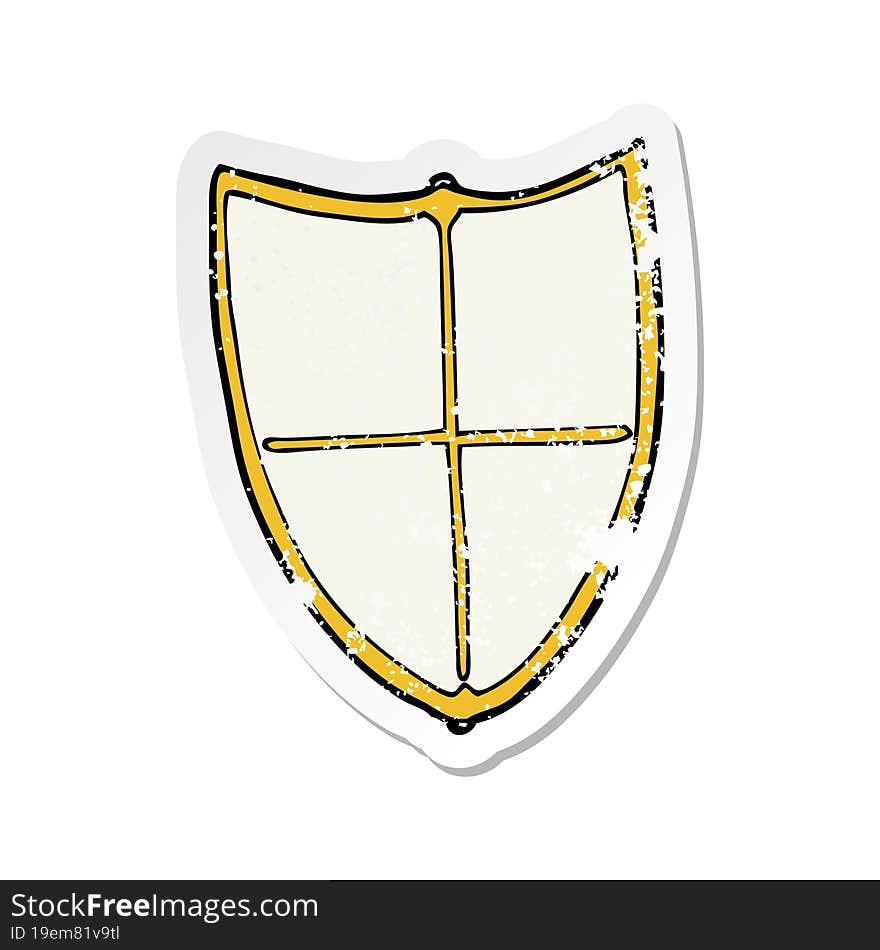 retro distressed sticker of a cartoon heraldic shield