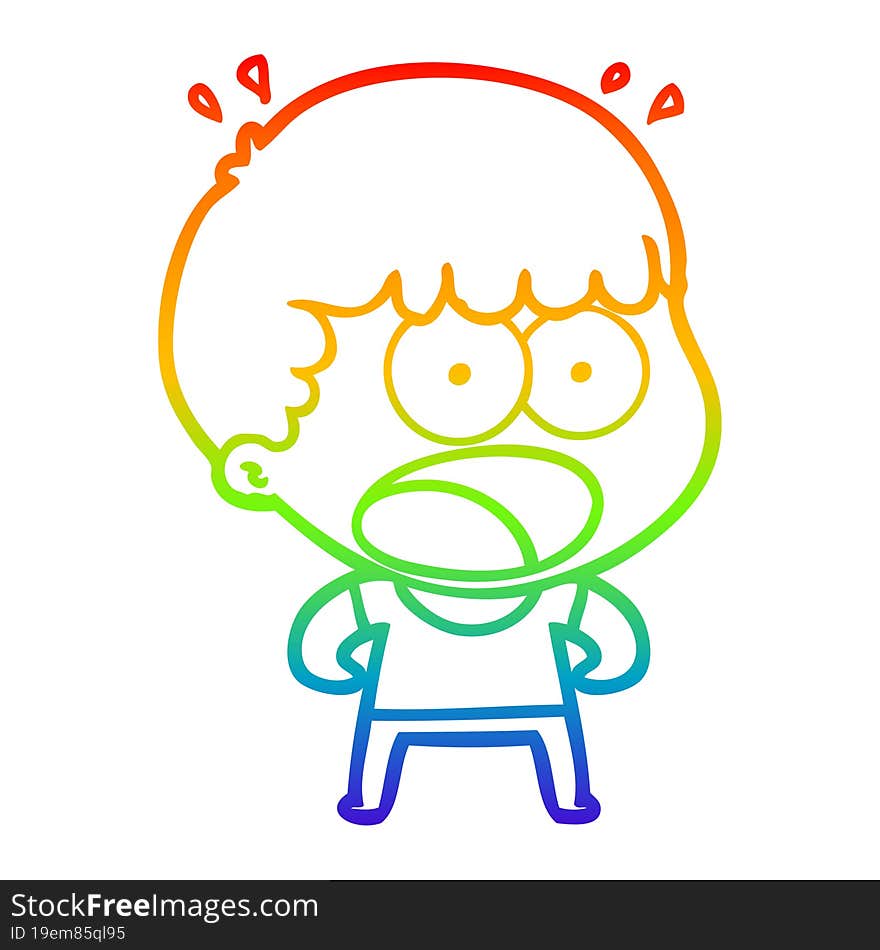 rainbow gradient line drawing cartoon shocked man