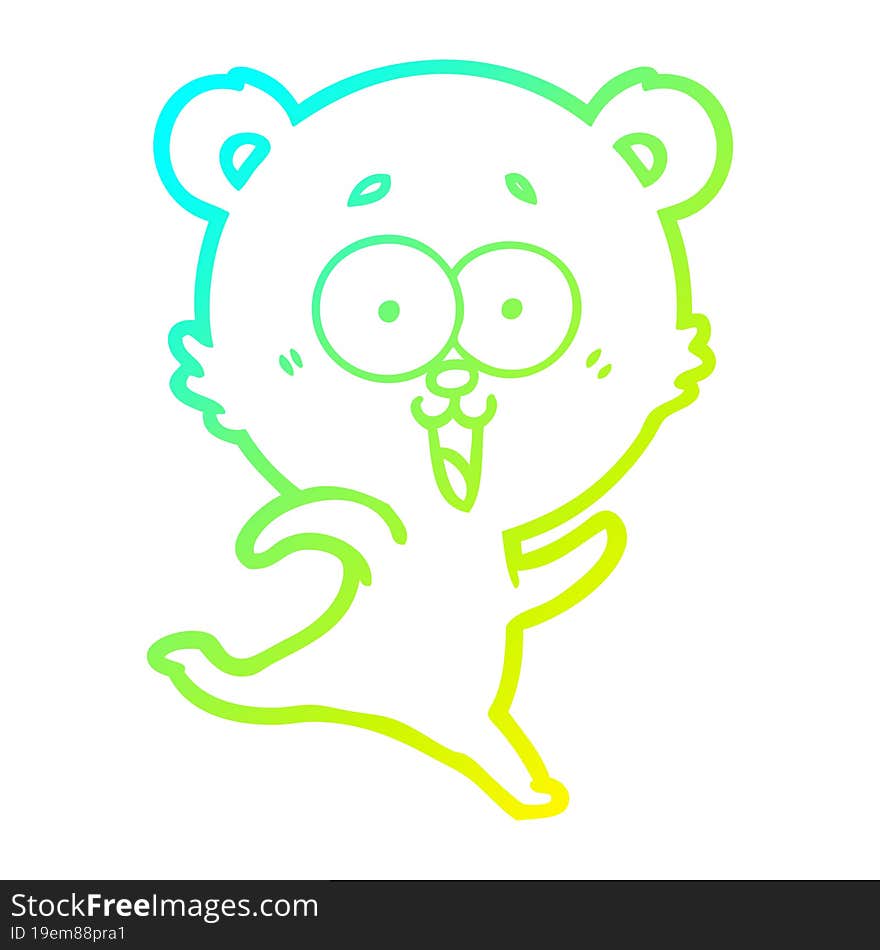 cold gradient line drawing of a laughing teddy  bear cartoon