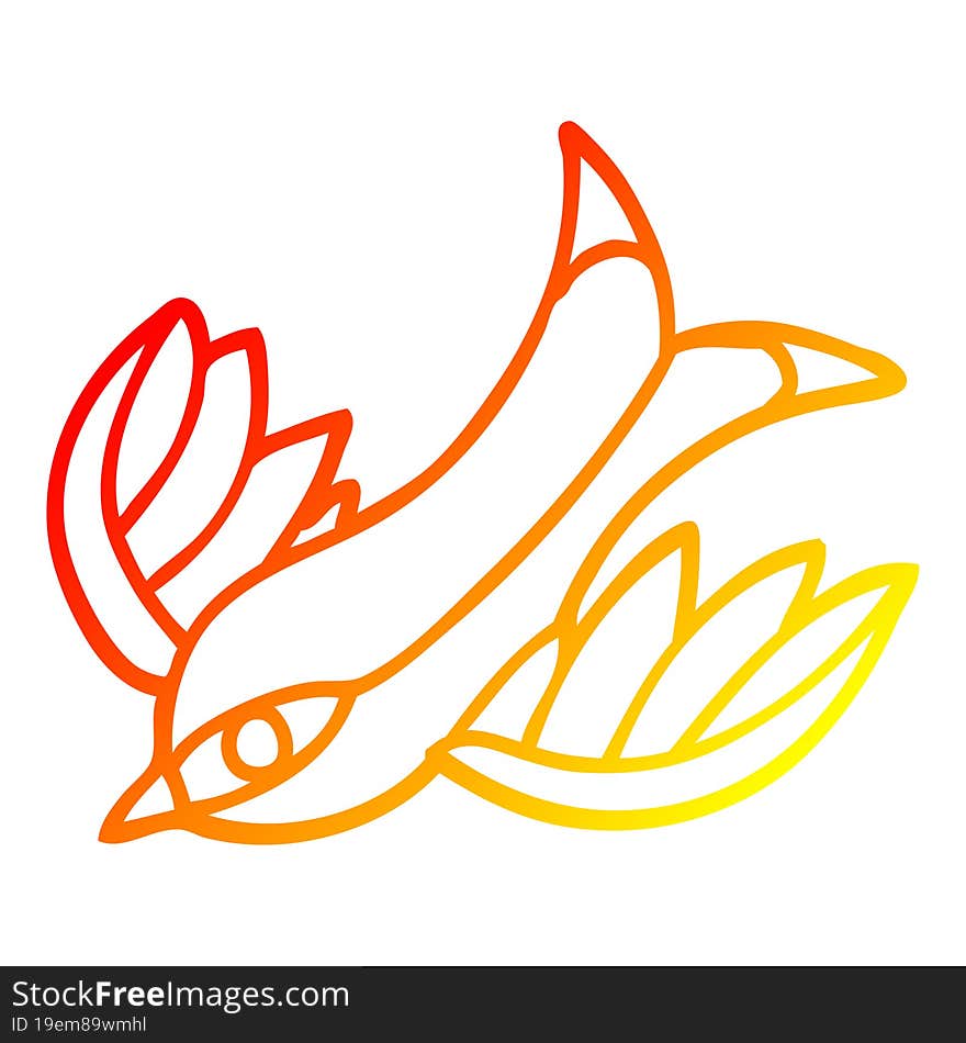 Warm Gradient Line Drawing Cartoon Tattoo Swallow Symbol