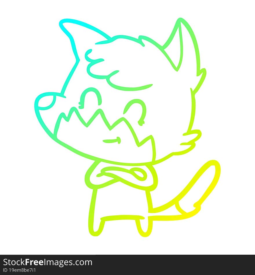 cold gradient line drawing cartoon friendly fox