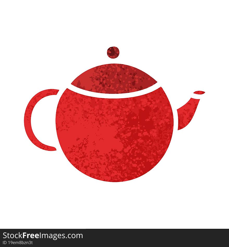 retro illustration style cartoon red tea pot