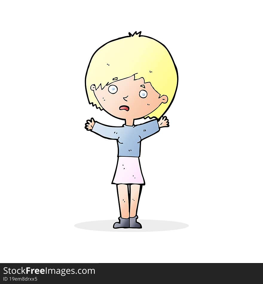 Cartoon Worried Woman