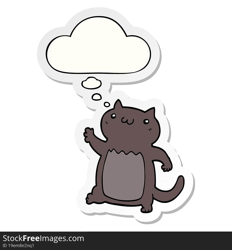cartoon cat and thought bubble as a printed sticker