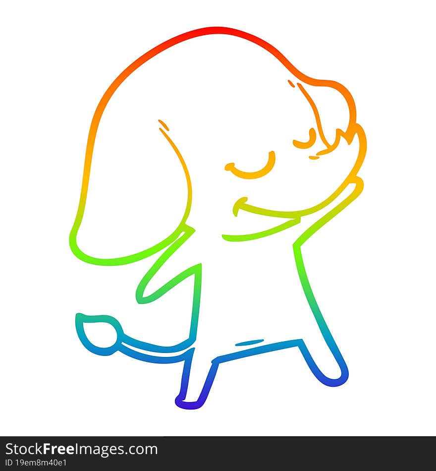 rainbow gradient line drawing cartoon smiling elephant