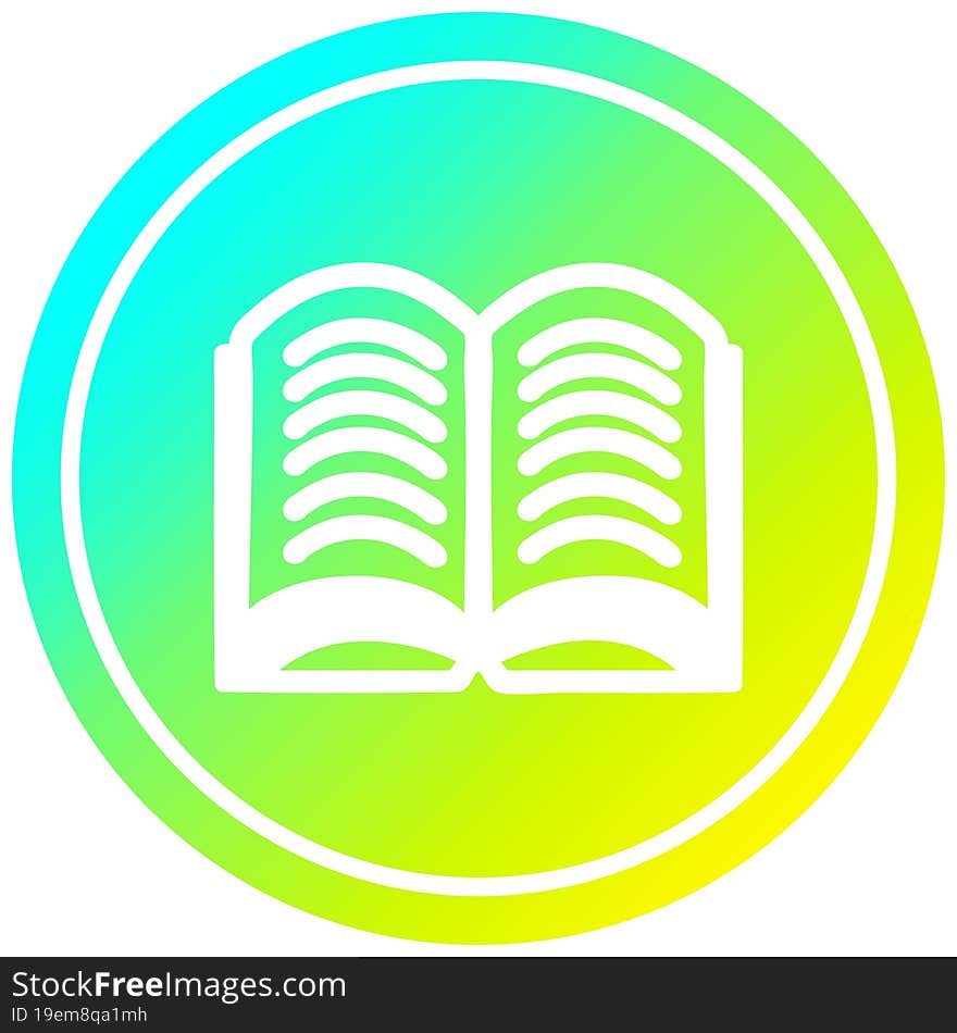 open book circular in cold gradient spectrum