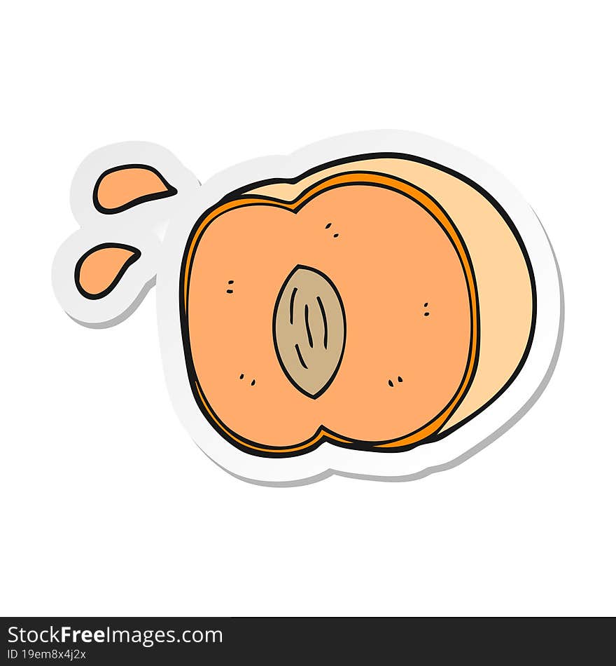 Sticker Of A Cartoon Juicy Peach