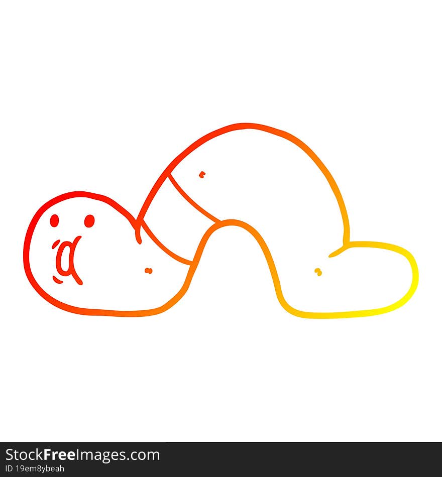 Warm Gradient Line Drawing Cartoon Surprised Worm