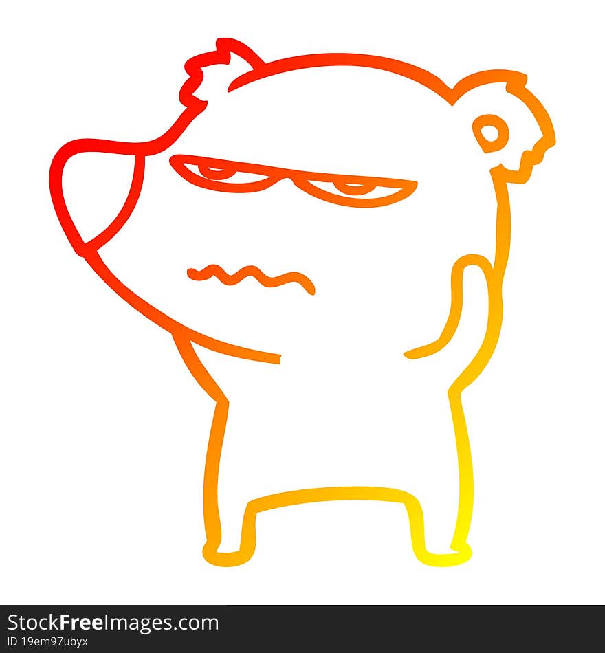 warm gradient line drawing angry bear polar cartoon