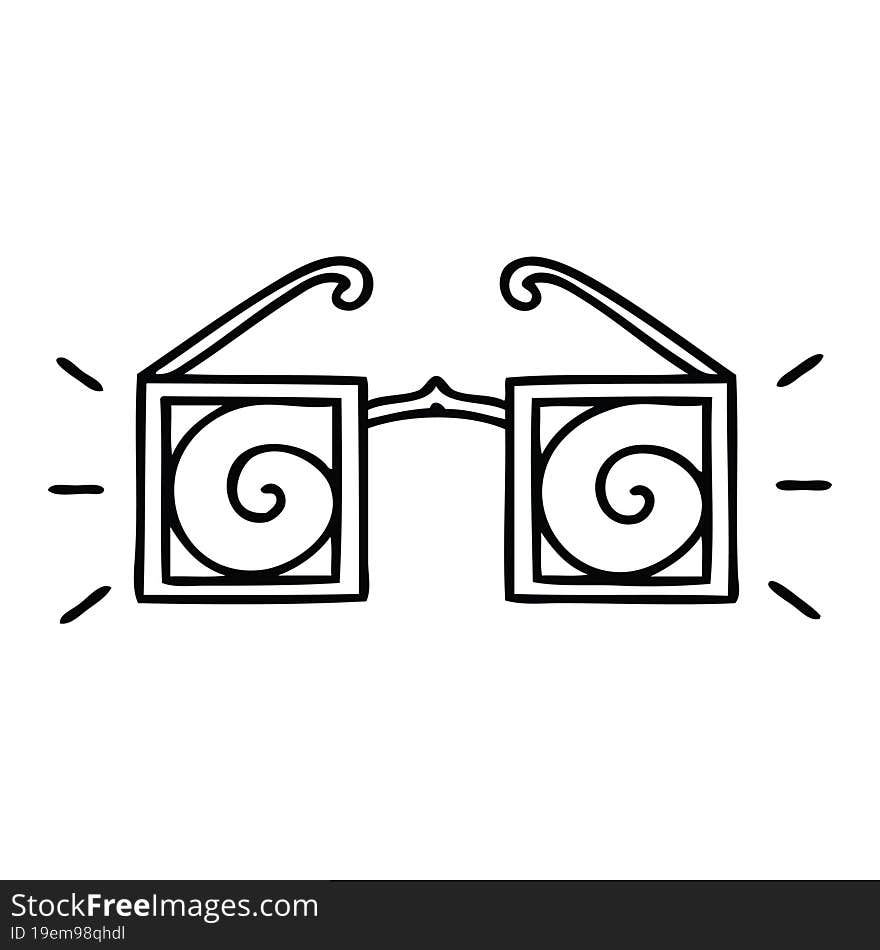 line drawing cartoon of a hypno glasses