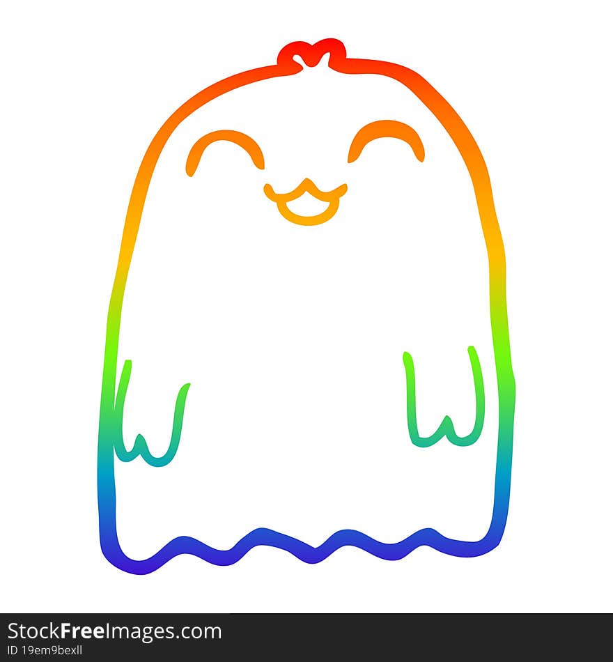 rainbow gradient line drawing cartoon ghost