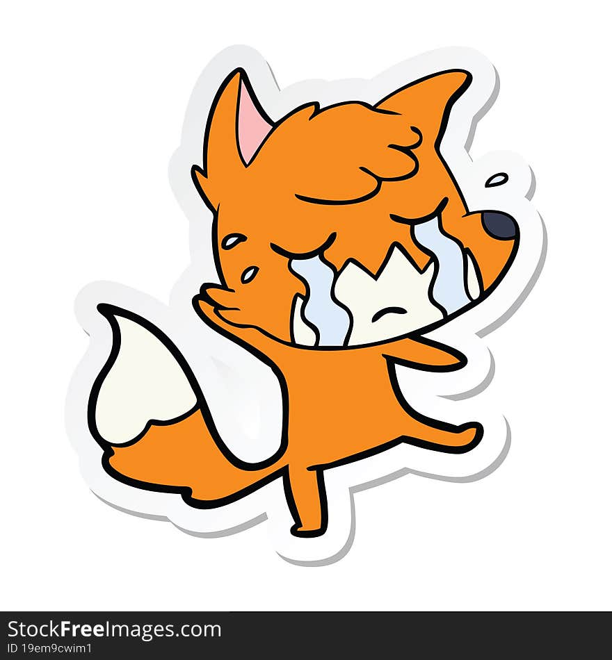 sticker of a crying fox cartoon